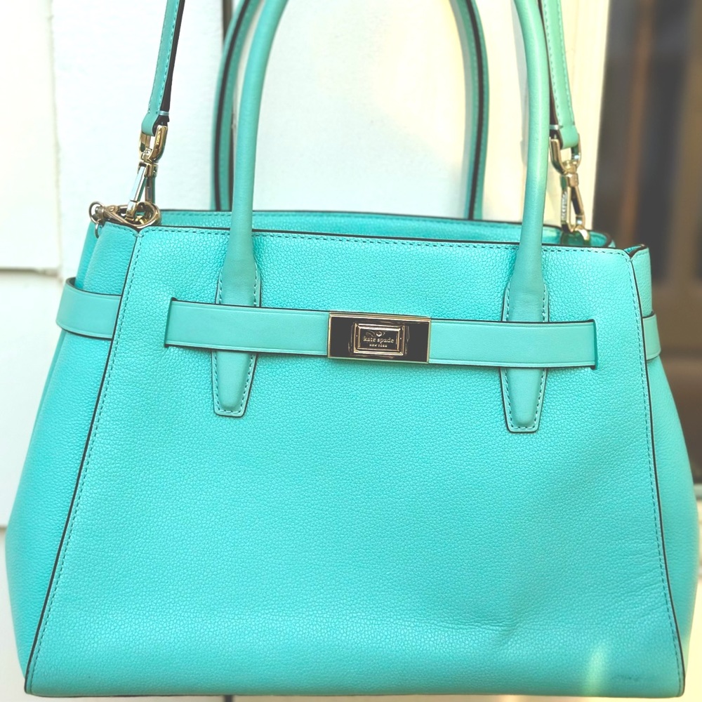 Like New Great condition Kate Spade Teal Leather Shoulder Satchel